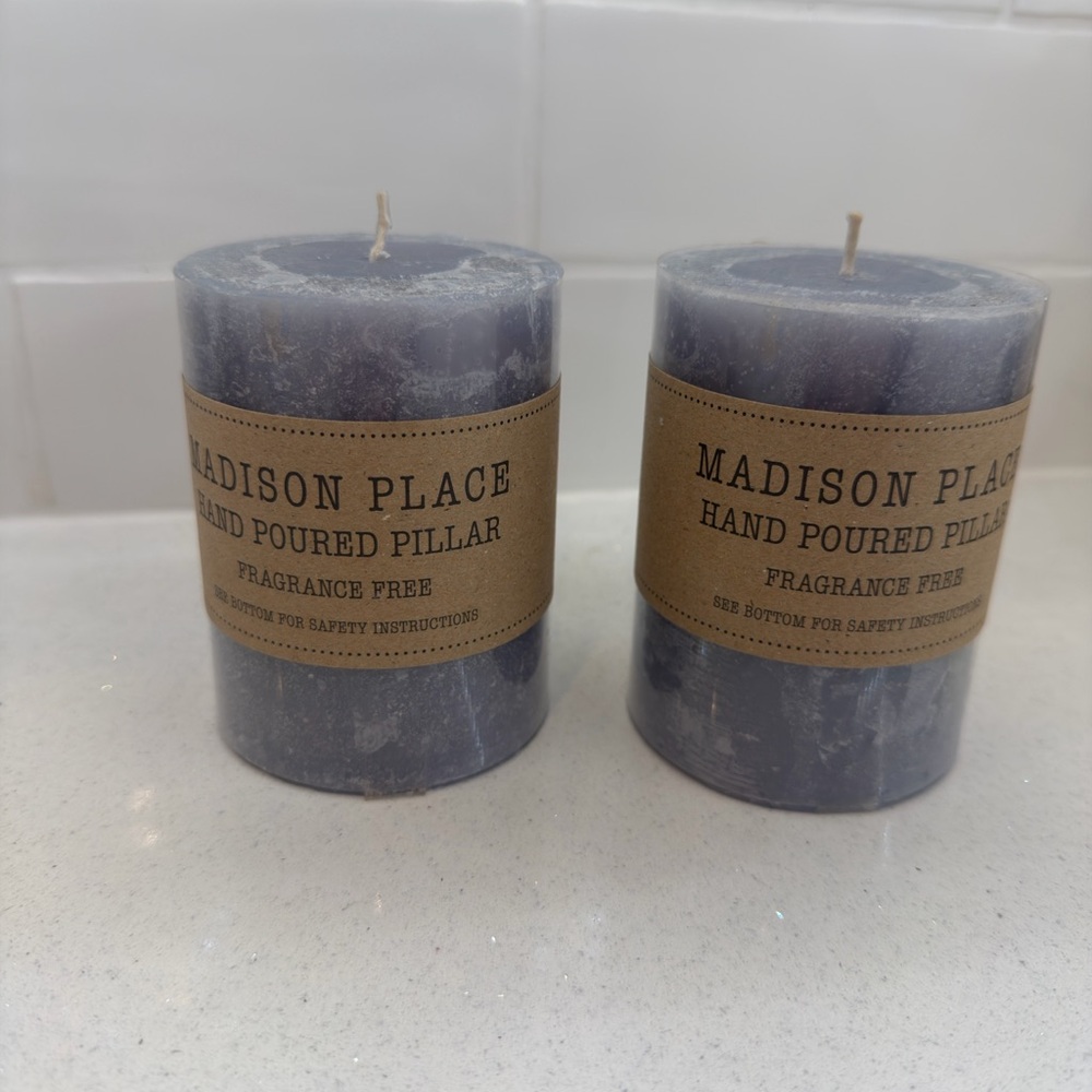 Kirklands Madison Place Lavender Hand Poured Pillar Candles